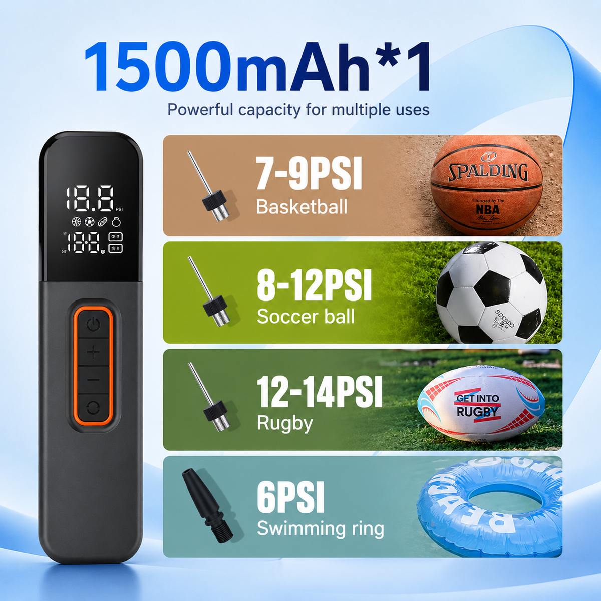 Portable Digital Air Pump – Rechargeable Bike & Ball Inflator