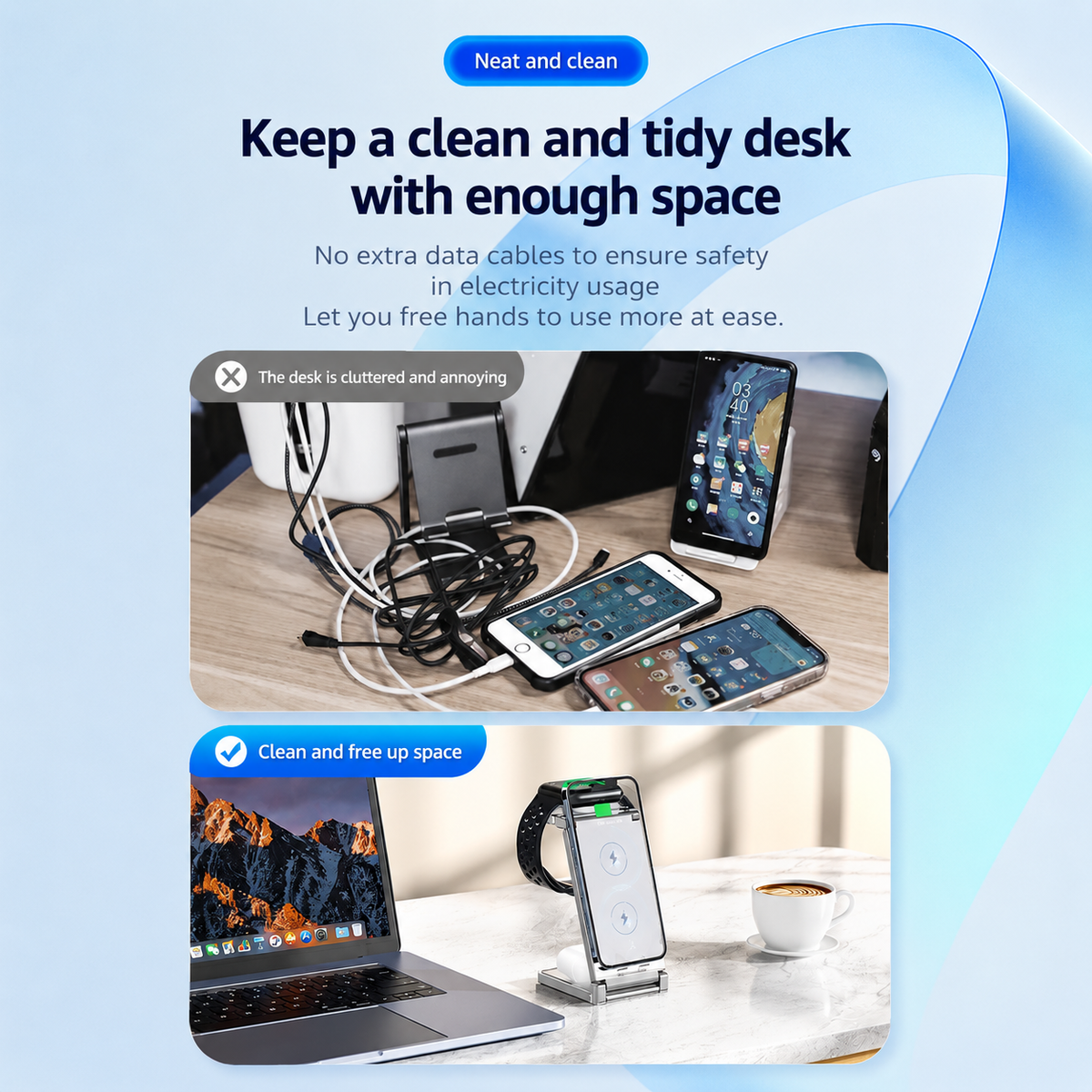 3-in-1 Wireless Charging Station – Black