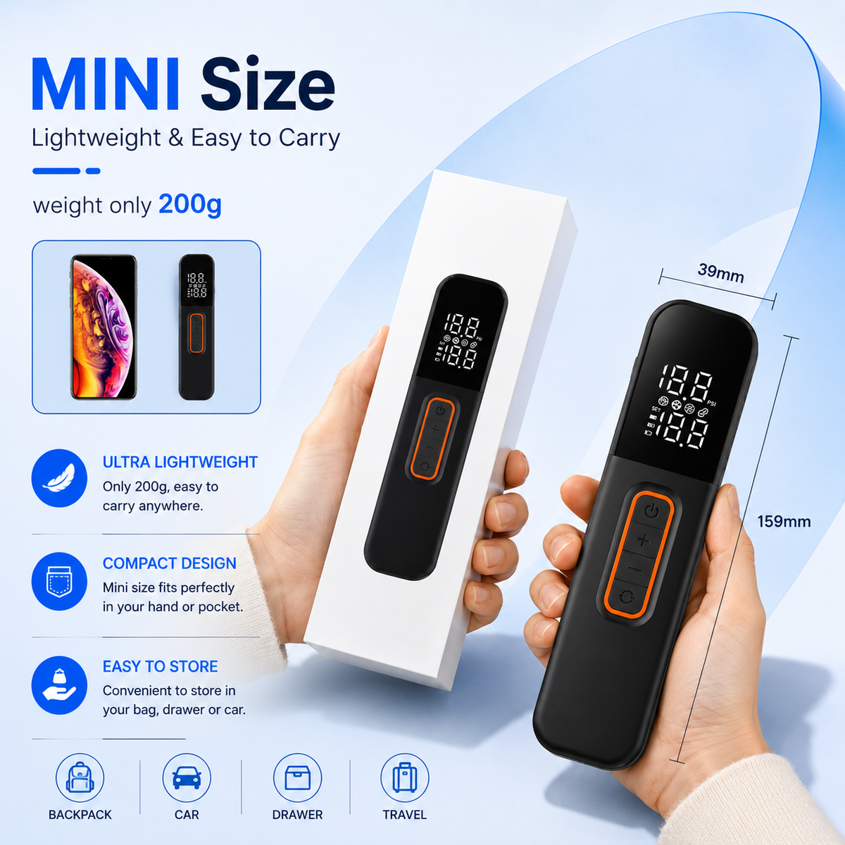 Portable Digital Air Pump – Rechargeable Bike & Ball Inflator
