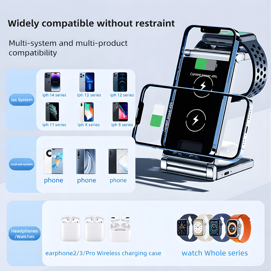 3-in-1 Wireless Charging Station – Black