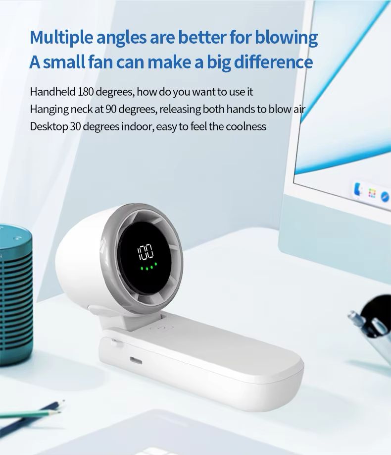 Portable Turbo Fan Rechargeable USB-C Handheld Desk Fan with 100 Speed Levels