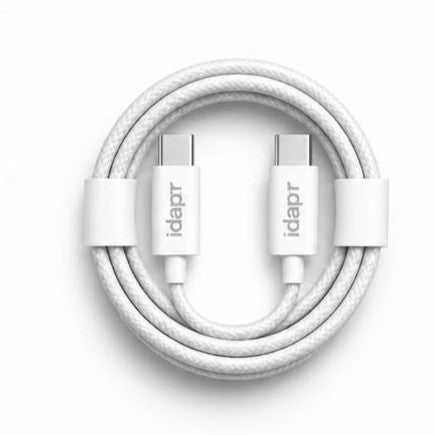 2 Pack USB-C to USB-C Fast Charging 100W Braided Cable Pack – 1m & 2m White
