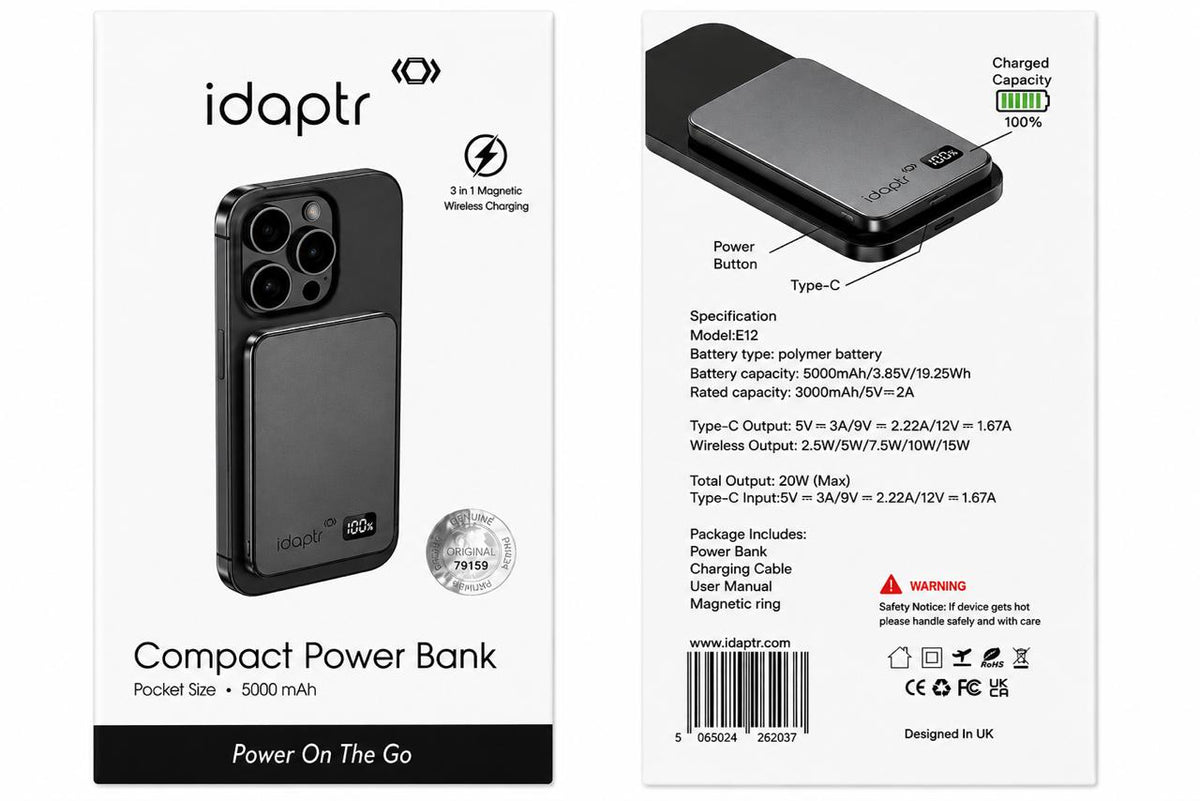 Ultra-Slim Magnetic Wireless Power Bank with LED Display