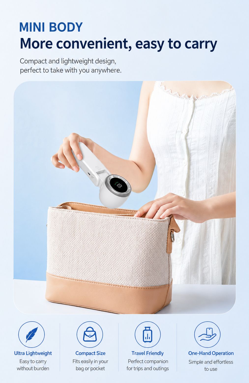 Portable Turbo Fan Rechargeable USB-C Handheld Desk Fan with 100 Speed Levels