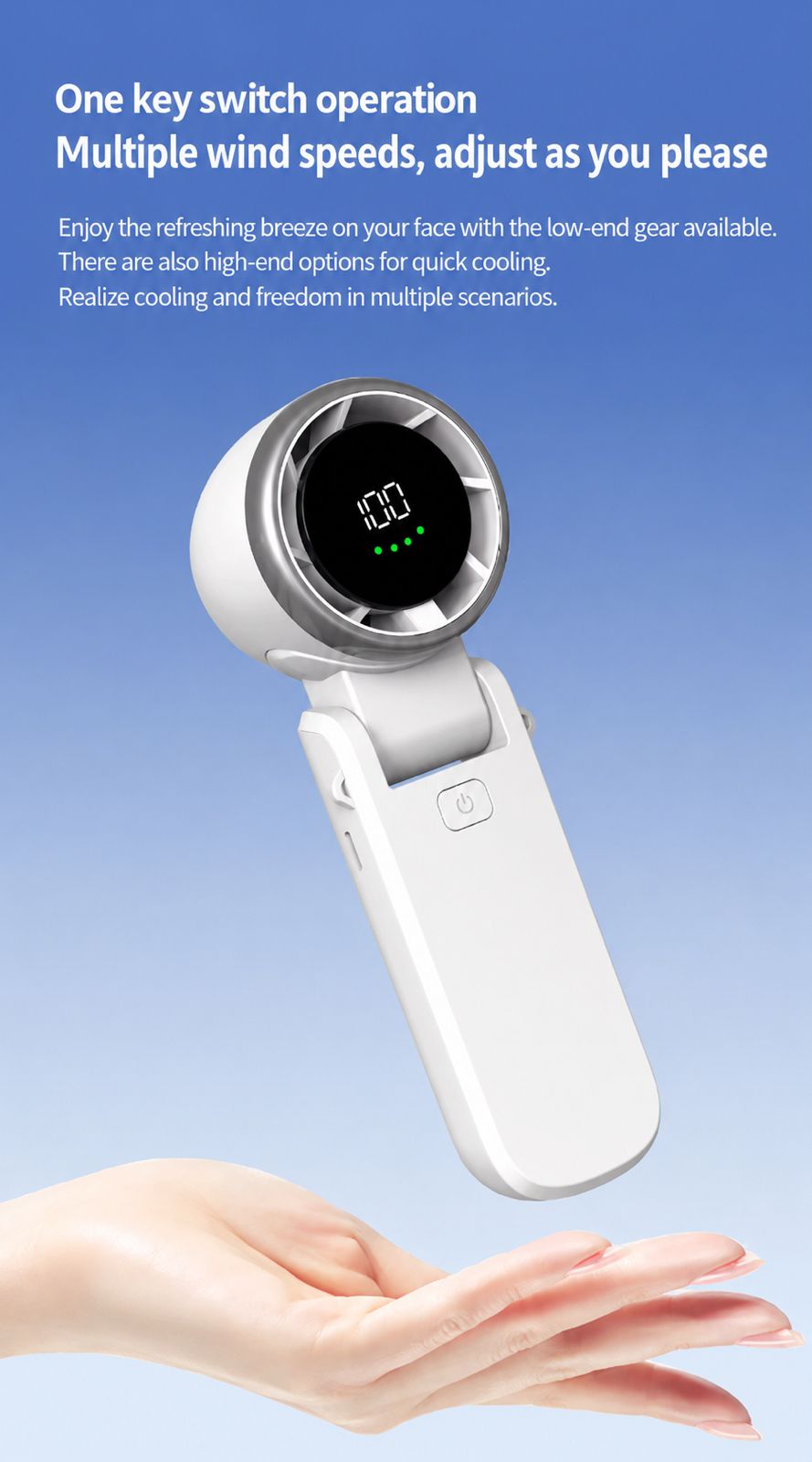 Portable Turbo Fan Rechargeable USB-C Handheld Desk Fan with 100 Speed Levels