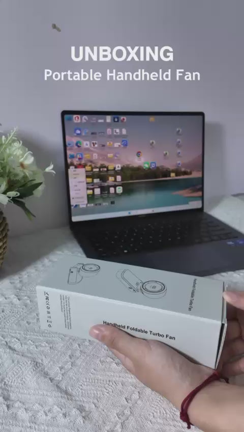 Portable Turbo Fan Rechargeable USB-C Handheld Desk Fan with 100 Speed Levels